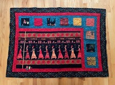 Homemade Colorful "Strong Women" Cotton Quilt Throw/Wallhanging, 56" by 39"