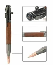 Pen Kit Mall 30 Cal Bolt Action Refill Pen With Compass- Light Wood Body (1 pen)