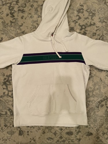 Supreme Green and Purple Striped Hoodie 