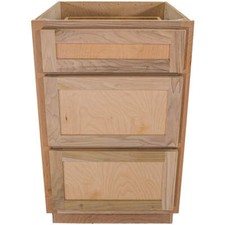 Kitchen Drawer Base Cabinet Unfinished Poplar Shaker Style 21 in 3 Drawe