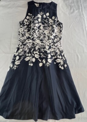 Donna Morgan Womens Navy White Flowered Sleeveless Dress Size 4