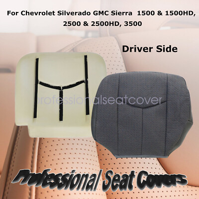 GMC Sierra & Yukon Driver Bottom Leather Seat Cover Replacement - Very Dark Gray (Trim 69i/692) - Fits 2003-2007 Models With Heated/Cooled Seats