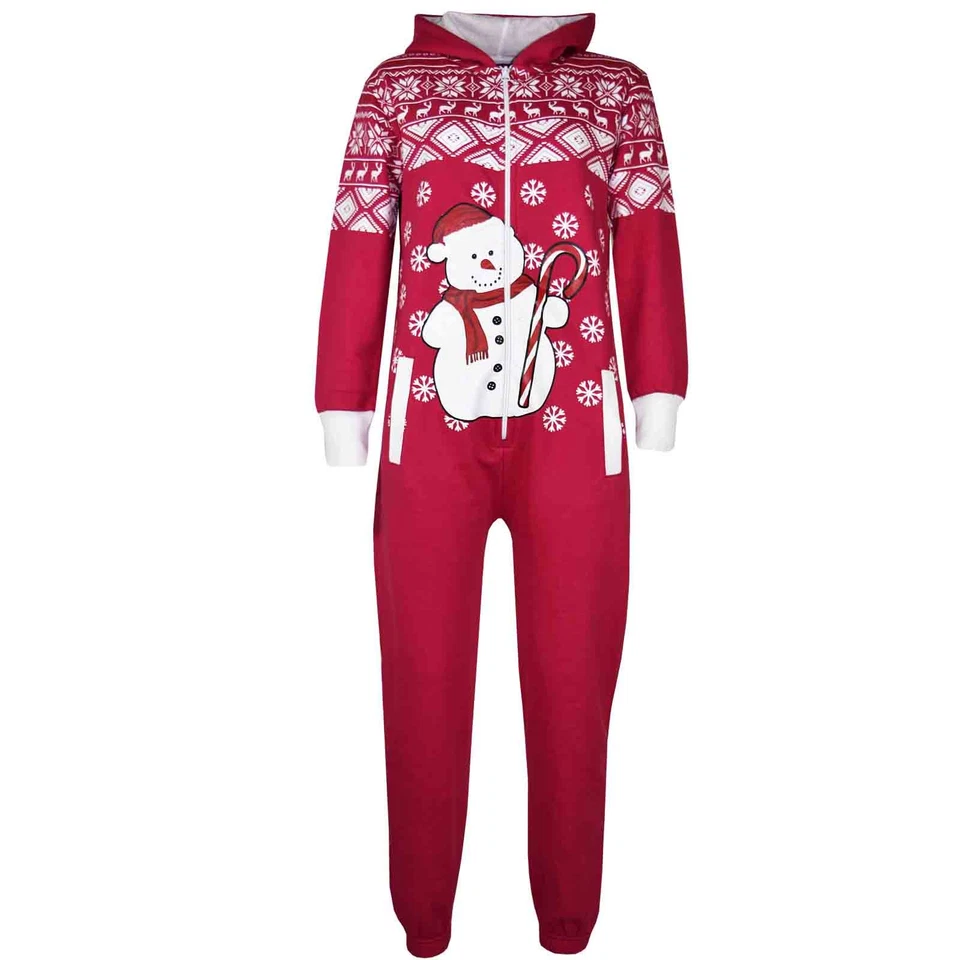 Jungen Mädchen Neuheit Weihnachten Schneemann Rosa Fleece A2Z Overall one piece - Bild 1 von 1