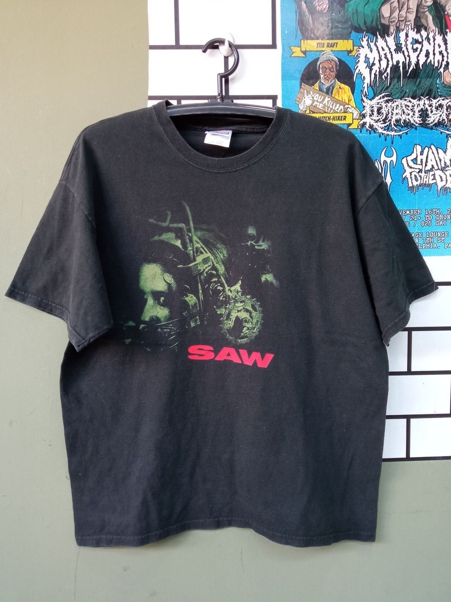 Saw Movie 90s basic black Horror Graphic T shirt black tee S-5XL