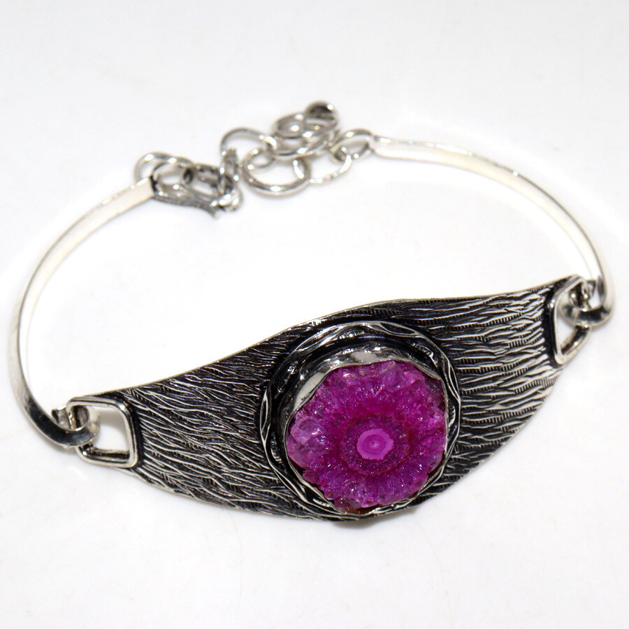 Pink Solar Quartz 925 Silver Plated Gemstone Bracelet 8