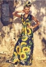4295$ SALE! RUNWAY! Dolce&Gabbana sunflower floral printed dress cady gown US2-4