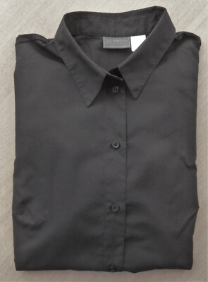 Bluse Damen Langarm schwarz Größe 46 Kragen Knöpfe Hemdbluse Basic Business bpc