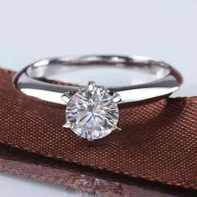 2 Ct Round cut Simulated Diamond Women Engagement Ring 14k White Gold ...