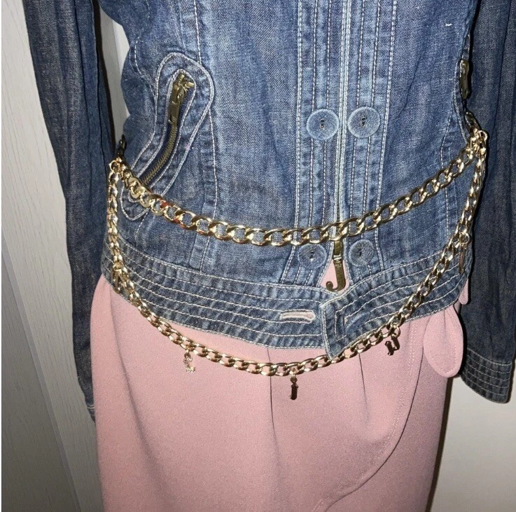Juicy Couture Chain Belt OS Silver Y2K Logo Charm Curb Link Adjustable 47 Inch Juicy Couture Women main image 2