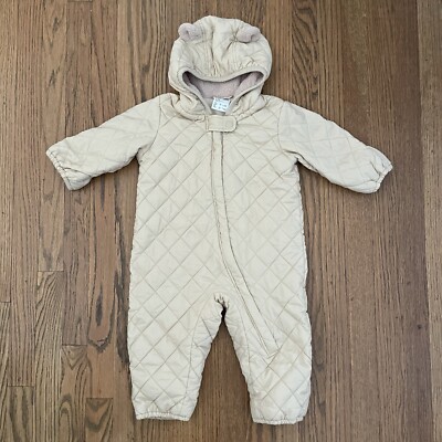 Uniqlo 6-12 Months Baby Hooded Coverall Full Bodysuit with Bear