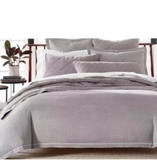 Hotel Collection Linen Blend Gray Full/Queen Duvet Cover Shams Set 3pc 430