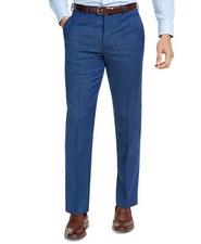 Michael Kors BLUE TIC Classic-Fit Airsoft Stretch Suit Pants, US 40x30