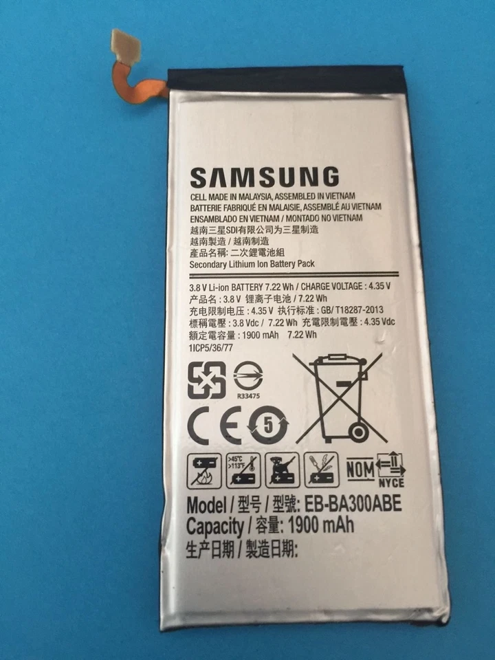 BATERÍA ORIGINAL SAMSUNG GALAXY A3 2015 1900mAh 3G 4G DUOS LTE SERIE SM-A300 Foto 2 de 4