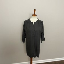 French Connection Dress Tunic Fatal Beauty Colless Ruffle Buttons Soft Grey