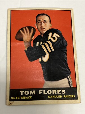 1961 TOPPS FOOTBALL RAIDERS TOM FLORES HOF ROOKIE CARD RC #186 | eBay