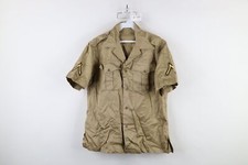 Vtg 50s Korean War Mens M 8.2oz Twill Military Short Sleeve Button Shirt USA