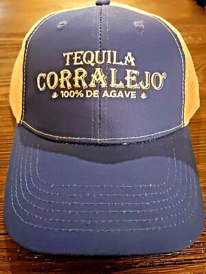 Corralejo Tequila Trucker Hat Baseball Cap Blue and White adjustable back. NEW