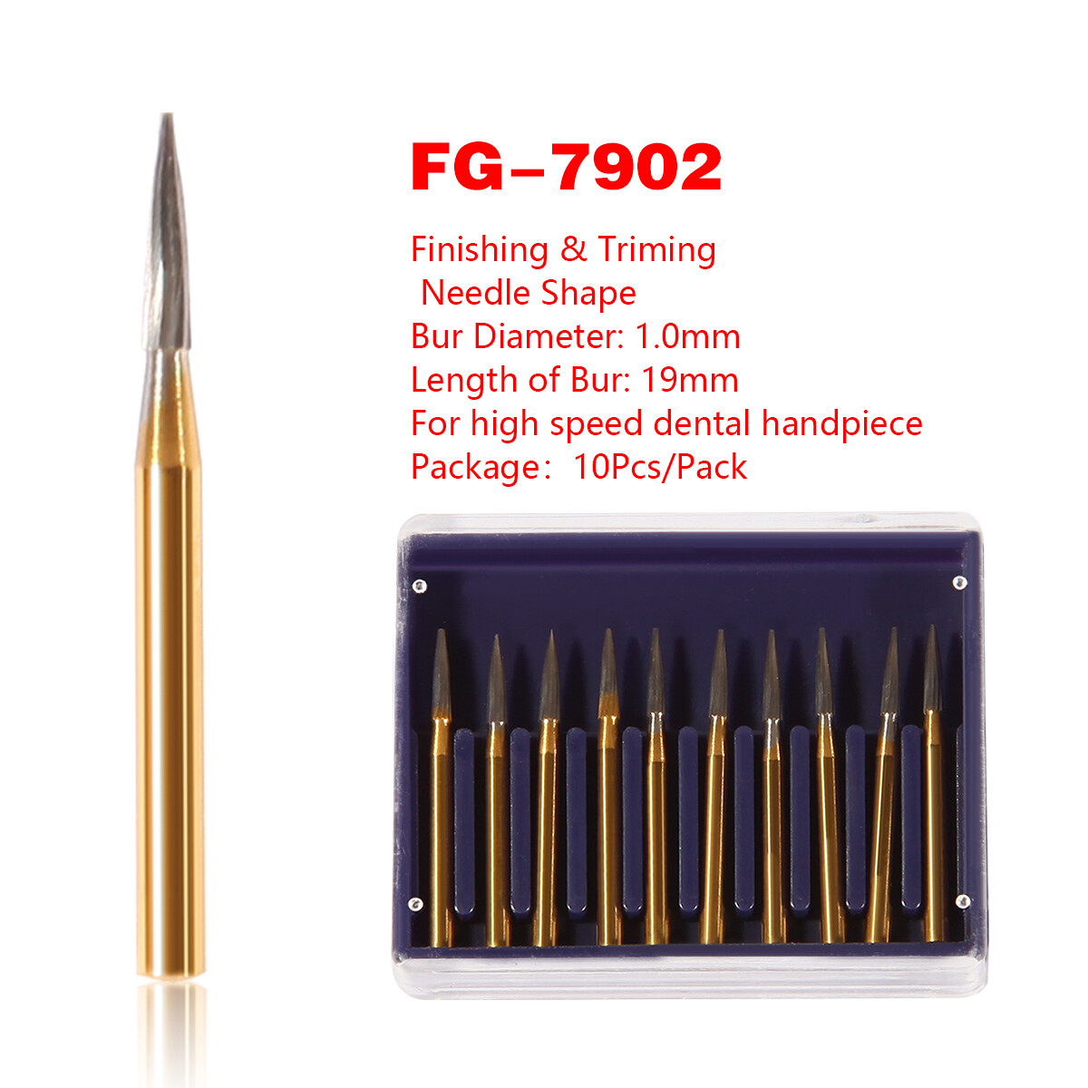 FG 7902 Dental Trimming/Finishing Gold Bur Tungsten Carbide