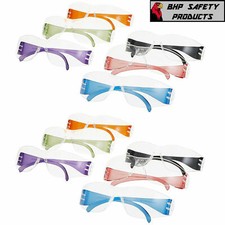 Lot of 6 Intruder new sealed Safety Glasses Clear Lens w/Assorted Temple Colors