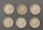 Lot of 5 1930's Mercury Dimes and One 1945D (6 total). 90% Silver. No Duplicates