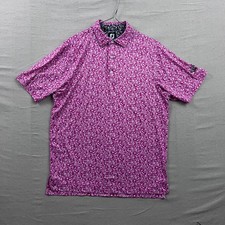 FootJoy Golf Polo Mens Medium Pink White Floral Short Sleeve Performance Shirt