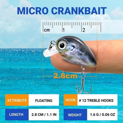 SHINETAO 5PCS Micro Crankbait Fishing Lures for Bass Trout One Size,  Assorted | eBay