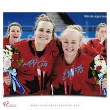 Marie-Philip Poulin & Emma Maltais Team Canada Auto 8x10 Photo Gold Celebration