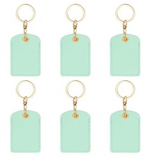 6pcs Leather Keychain,70mm Sublimation Keychain Blanks,Rectangular,Green