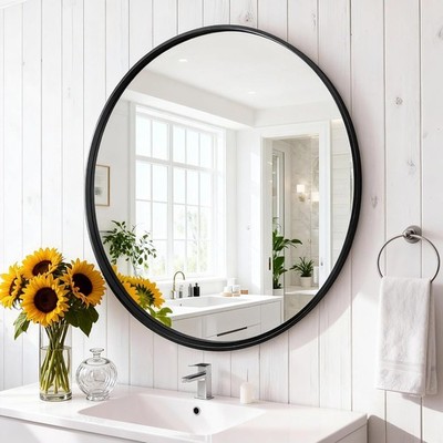 NEWBULIG Round Bathroom Mirror 20'', Wall Mirror with Aluminum Alloy Thin Fram...