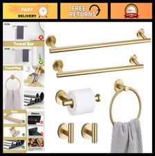 6-Piece Brushed Gold Towel Bar Set - 23.6" Stainless Steel Bathroom Accessories