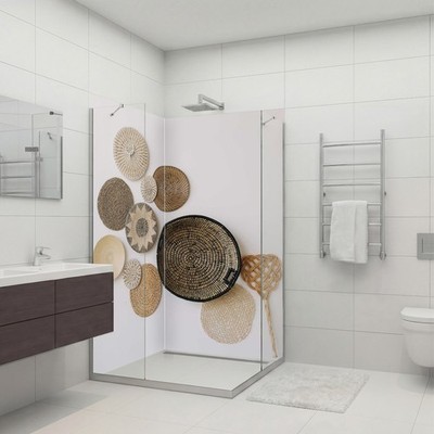 Duschrückwand Dusche Fugenlos Wandverkleidung Motiv: Boho, 3mm, Aluminium