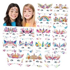 Face Temporary Tattoos for Girls, Waterproof Fake Tattoos for Kids Party