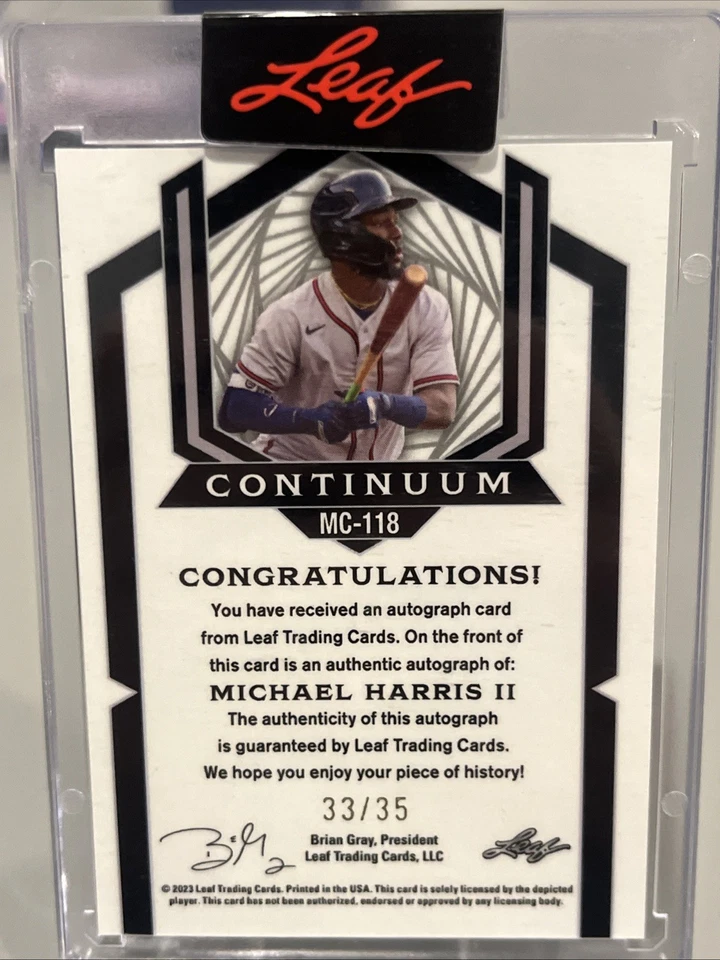 2023 Leaf Metal Continuum - Michael Harris II #MC-118 /35 (AU, RC) Auto - Image 2 of 2