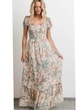 Baltic Born Larissa Maxi Dress Peach Sage Floral Boho Cottagecore Romantic
