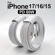 For iPhone 17 16 15 Samsung Fast Charger Type C Cord PD 60W Dual USB-C Cable Lot