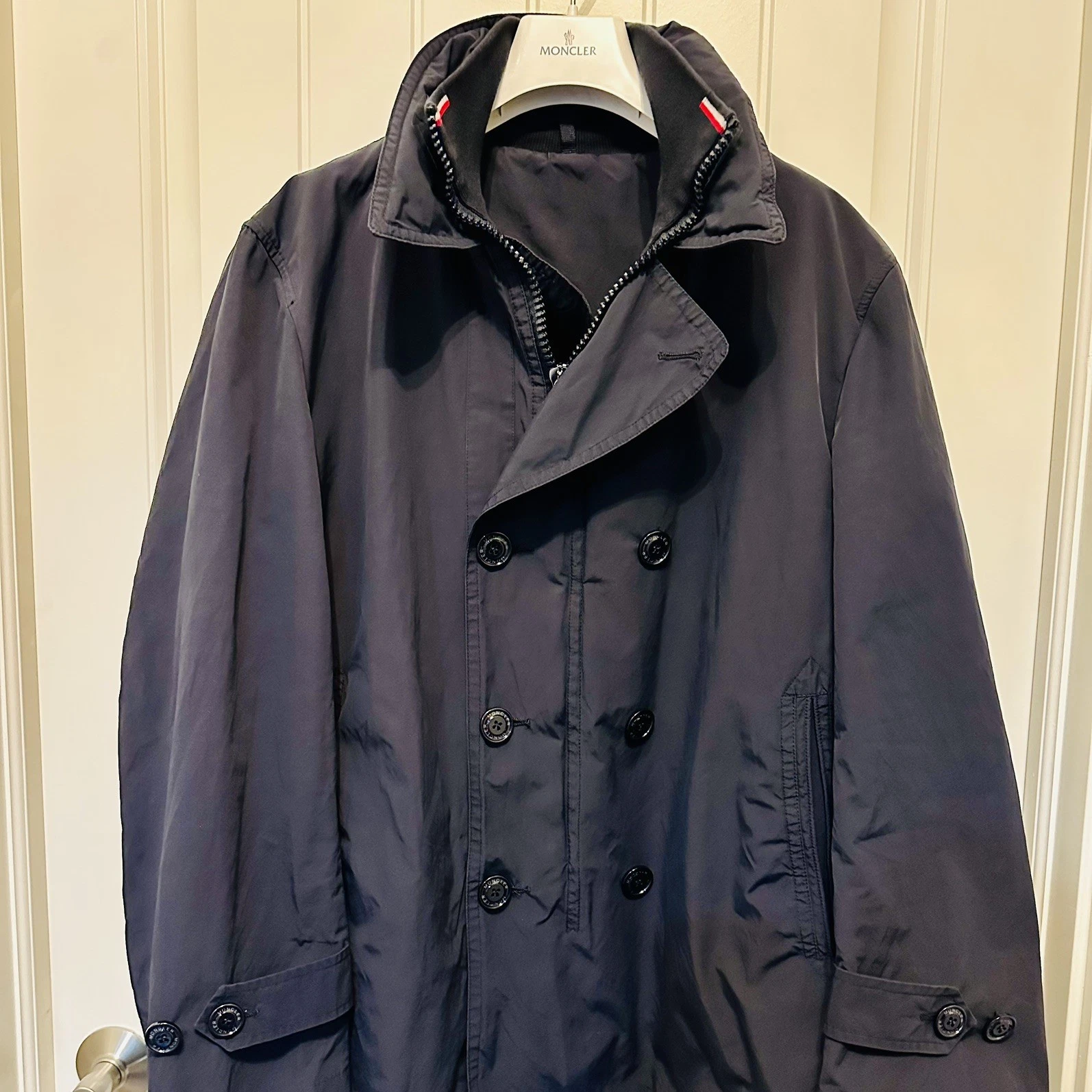 Moncler Gobert Giubbotto Navy Men’s Dbl Breasted Size 6 | Fits L/XL | Authentic