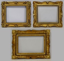 Old frames (set of 3), original condition, covered with composition metal leaf.