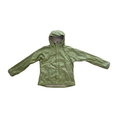 ISIS Wind Coat Women s Jacket Medium Green Hooded Pockets Full Zip Shell FLAW