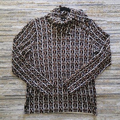 Claudia Sträter L Merinowolle Pullover Schwarz Weiß Geometrischer High Neck B...