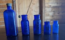 Lot Of 5 Cobalt Antique Bottles