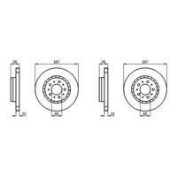 2X Bosch Bremsscheiben 287Mm BelÜFtet Vorne Passend FüR Volvo 740 760 780 940 96