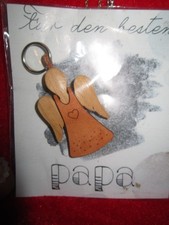 Schlüsselanhänger Schutzengel Holz/Leder "Für den besten Papa" neu ovp Dolfi
