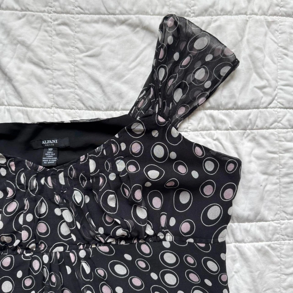 Babydoll Alfani 14P Y2k seda transparente lunares top sin mangas gasa transparente  Foto 3 de 4