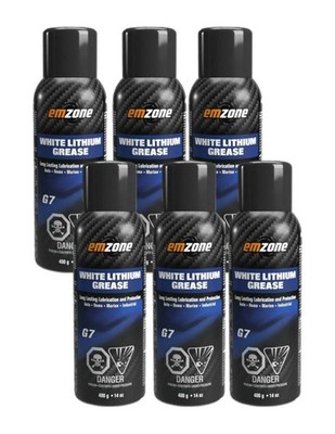 14 oz.  White Lithium Grease Spray - 6 PACK - EMZONE