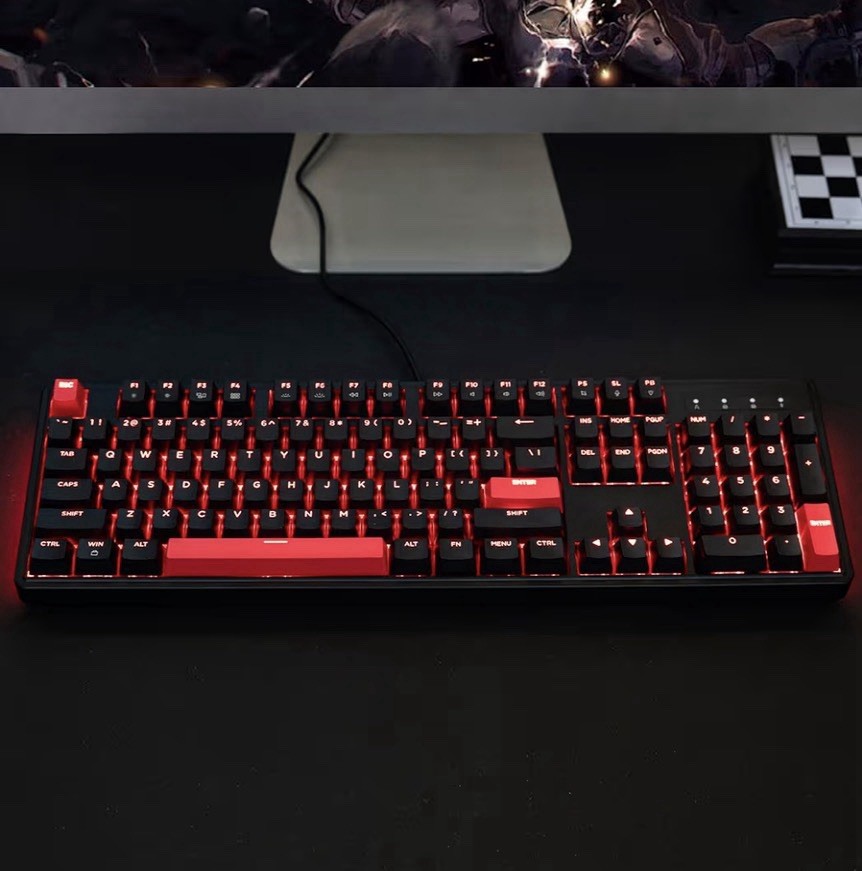 Mechanical Wired Keyboard Black Red Illuminated QWERTY Engli