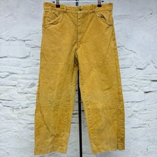 Vintage 50s Sanforized Brown Canvas Work Pants Faded Chino Workwear 31x27