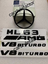 Mercedes Benz ML63 AMG V8 BITURBO W166 Stern Emblem Aufkleber Logo Schwarz Glanz