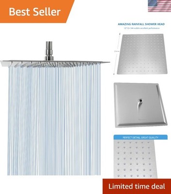 Rain Shower Head, High Flow Stainless Steel Square Rainfall Shower, Waterfall...
