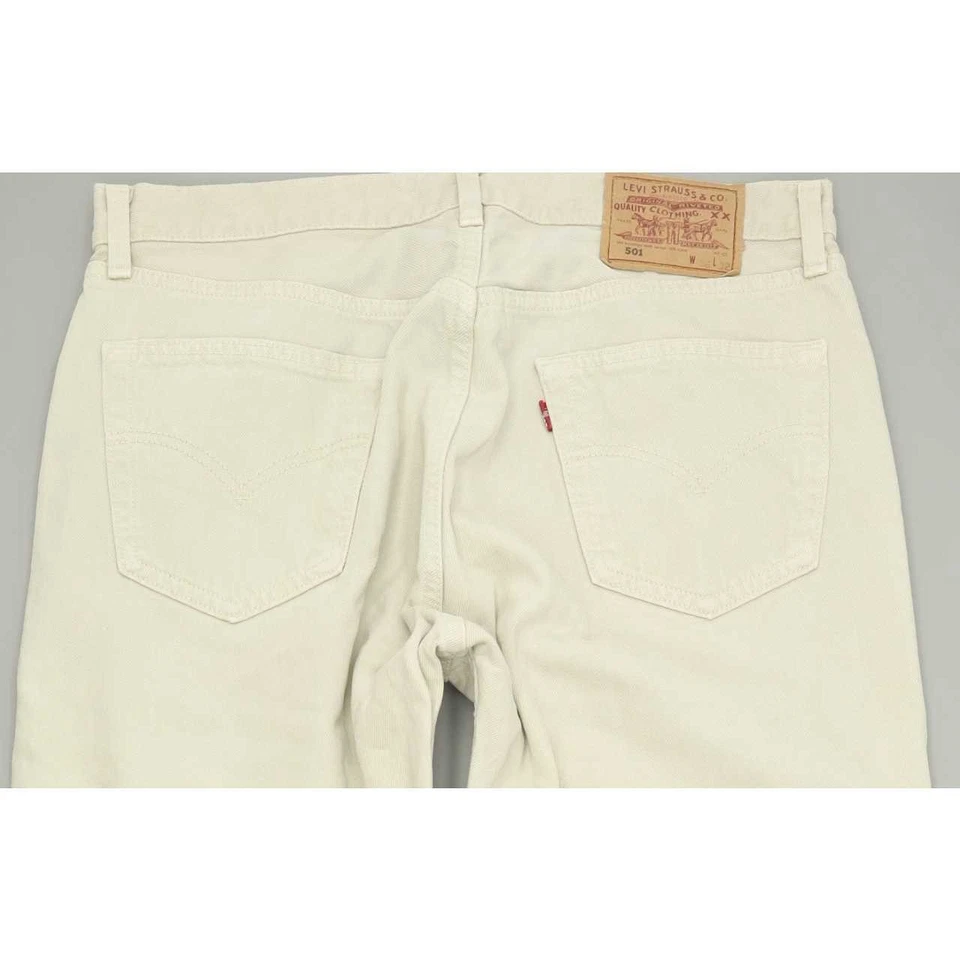 Levi's 501 Made in USA Men Beige Straight Regular Jeans W36 L32 (81499) - Image 4 of 4