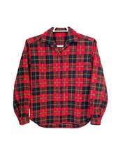 Vintage 60s Red Plaid Wool Flannel Shirt Mens Large Lumberjack Workwear
